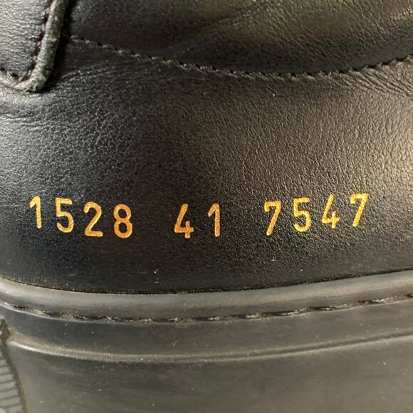 COMMON PROJECTS Size 8 Black Leather Low Top Sneakers - Picture 8 of 9